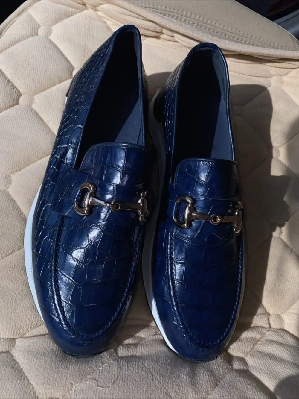 Vinci The Milan Navy Croc-Embossed Leather Women Sneaker EUR 41 US 10 Women’s